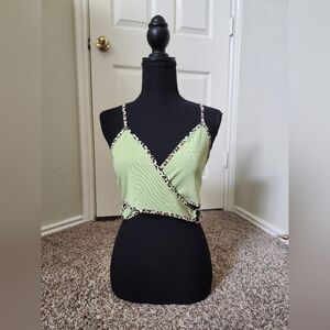 Leopard Trim Green Wrap Top O Ring S